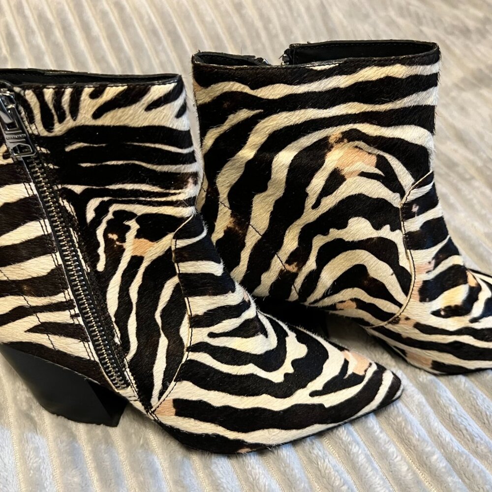 NEW ALLSAINTS Aster Zebra Print Booties size 36